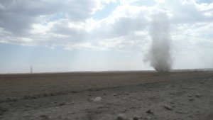 A dust devil on the way to the Serengeti.