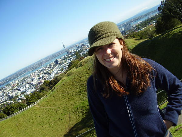 Claire at top of Mount Eden