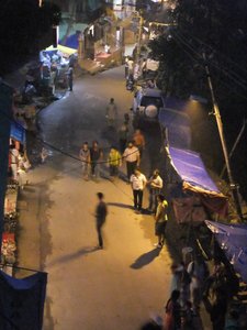 Temple road by night