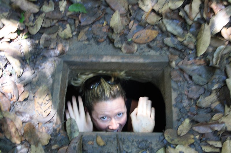 Me down one of the Cu Chi tunnel escape hatches