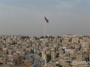 Skyline and Biggest Freestanding Flagpole in the World, Amman