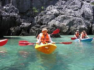 Kayaking in clear water