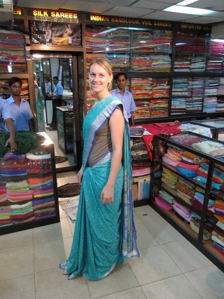 Trying on a Sari