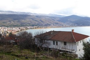Ohrid clings to the lake shore