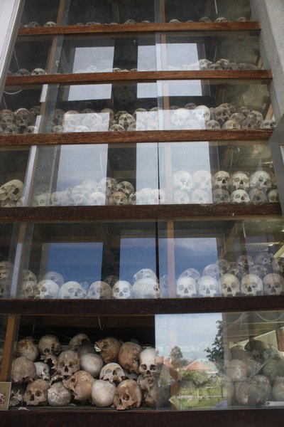 The memorial holds the bones of the Khmer Rouge victims