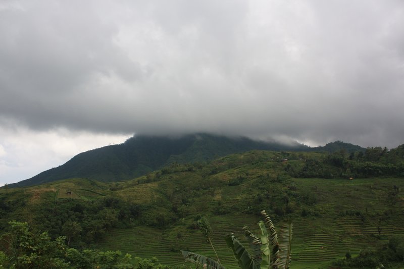 Gunung Ranaka hidden by cloud