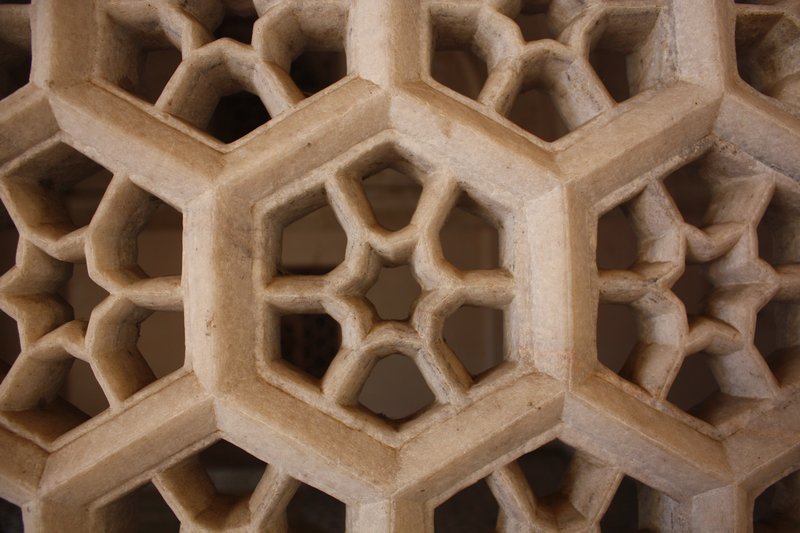 Intricately carved marble lattice