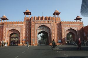 The impressive gate to the Pink City