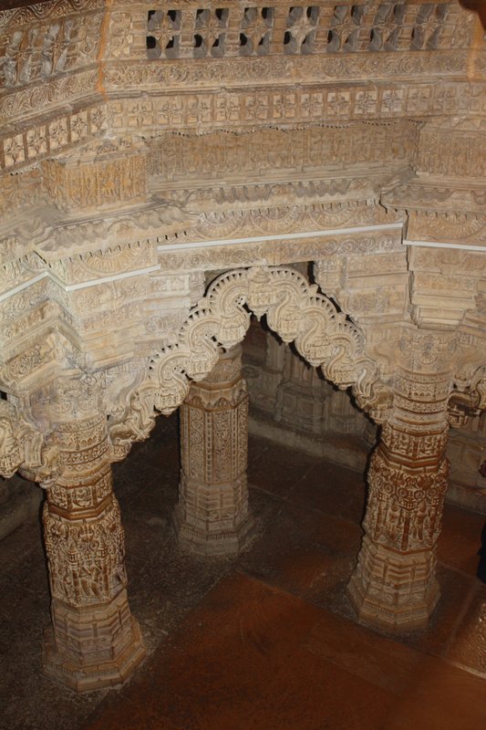 The carved interior of a Jain Temple