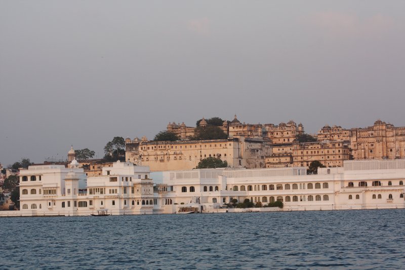 The Taj Lake Palace in the foreground the Kilometre long City Palace Palace behind