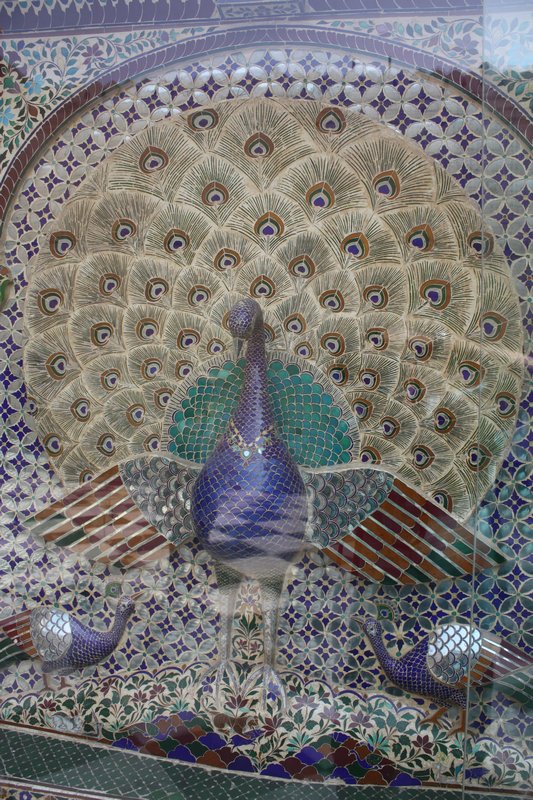 One of the stunningly crafted peacock mosaics
