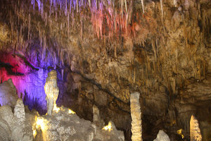 Stalagmites grow up from the floor