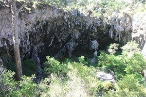 Looking down from the rim of the collapsed cave