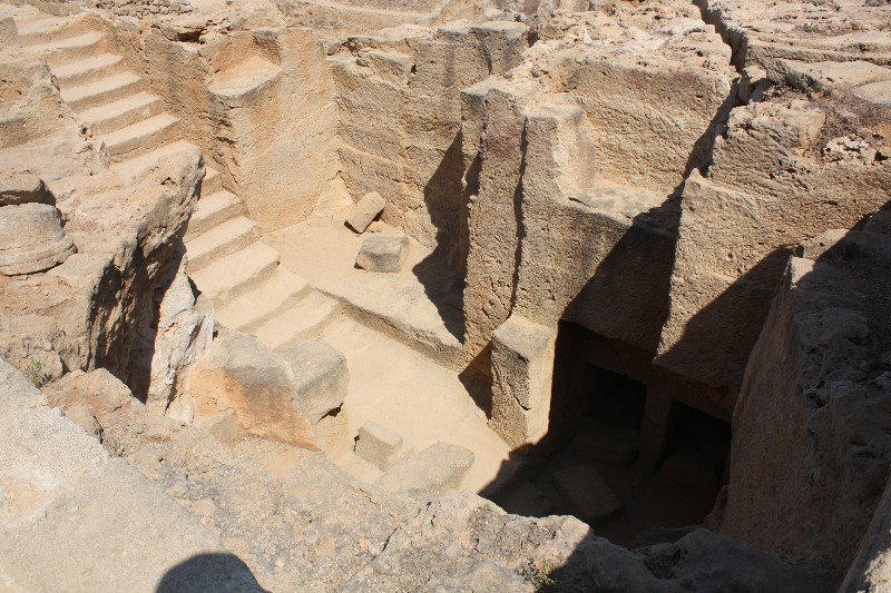 An open cut tomb