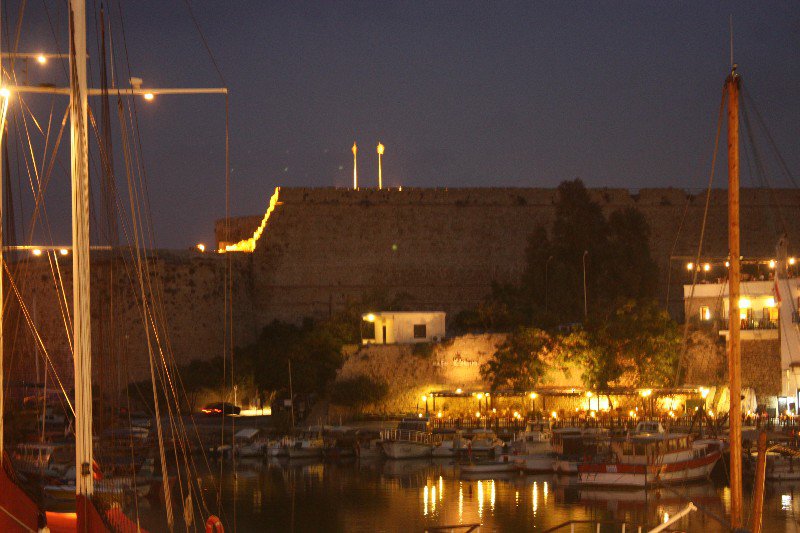 Fortress and harbour by night