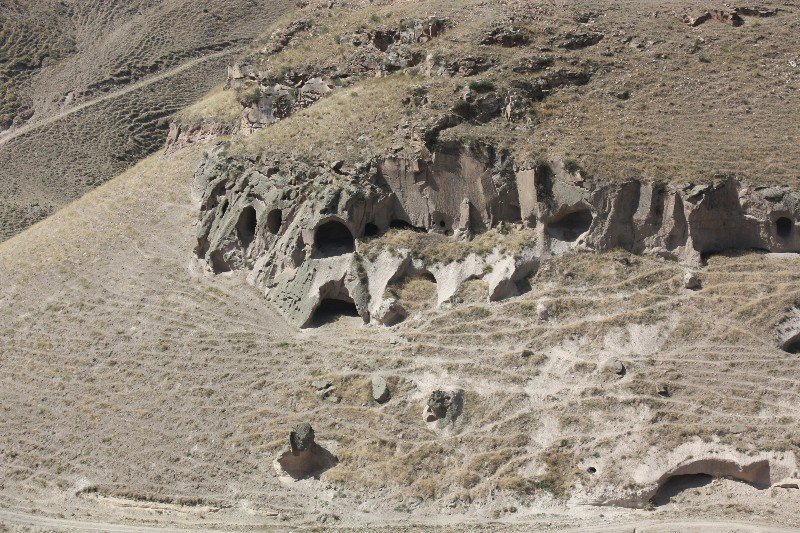 Caves cut into the river bank