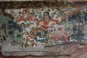 One of the frescoes decorating the palace walls