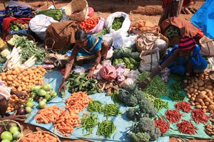 Mali women sells her vegetables