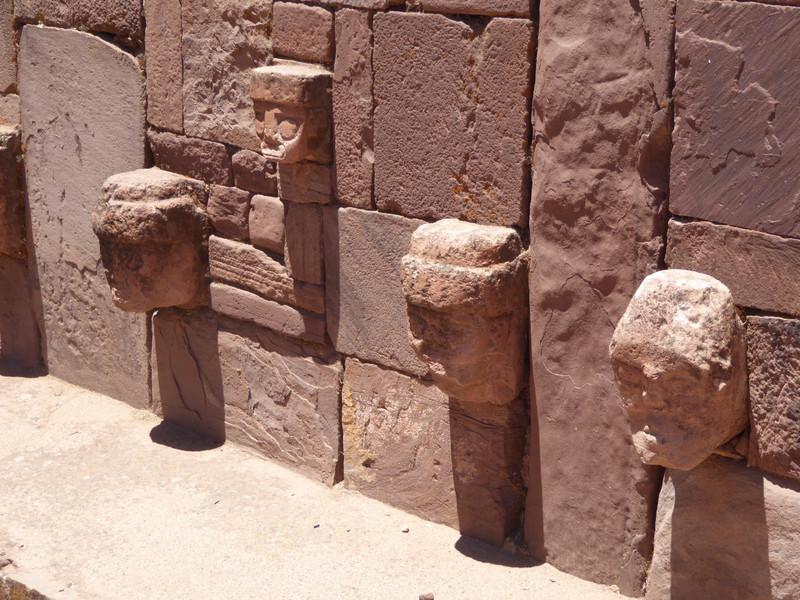 Some of the 175 carved heads at the site