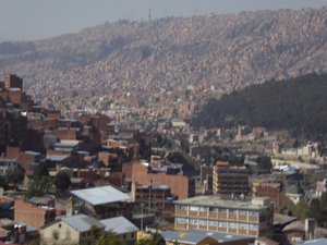 La Paz crawls up the slope of a number of mountains
