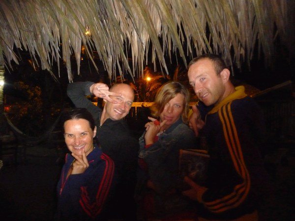 bidding the fun coast farewell with our friends at coco loco before leaving on the night bus for quito
