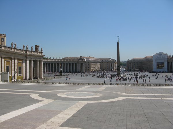 Looking out to the square from the Basilica