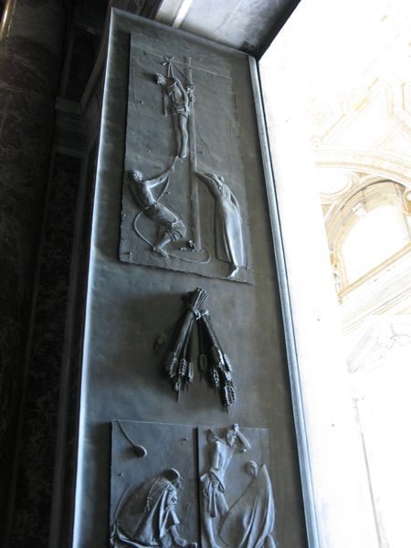 Depiction of the martyrs on the bronze gate