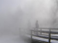 The girls in the very smelly steam of the Mammoth Hot Springs in Yellowstone