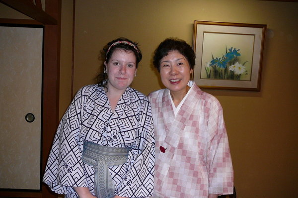 Bec and our maid at the ryokan