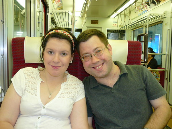 Bec and Justin on the little train
