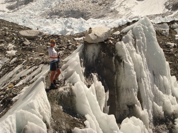 Crevasses and moving ice in the Khumbu Glacier