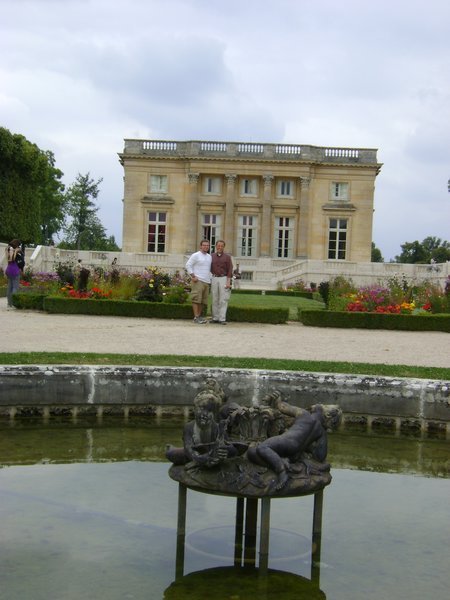 Jeff and Dean in a garden near the Petit Trianon 