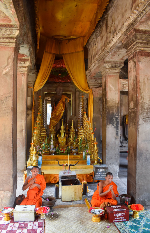 Buddhist Monks Inside Angkor Wat