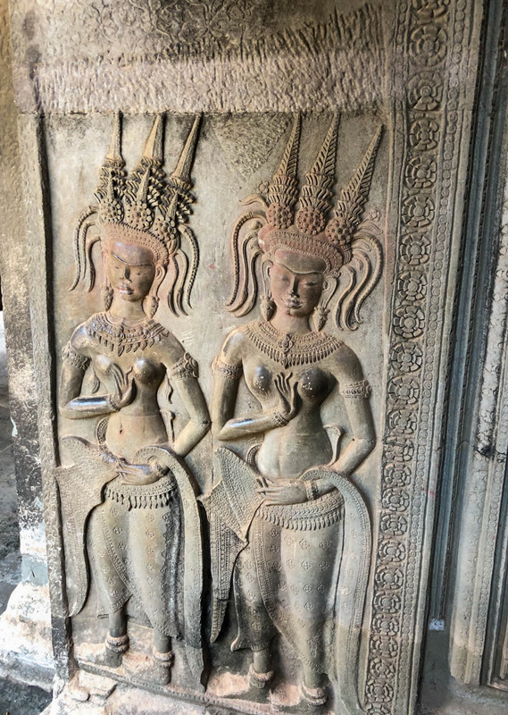 Well Preserved Aspara Carvings inside Angkor Wat