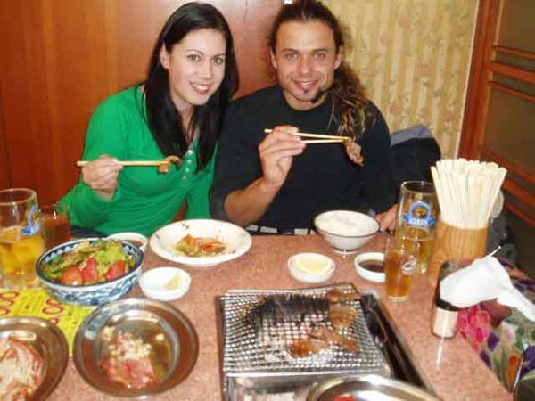 Mario and me at a Korean grill restaurant