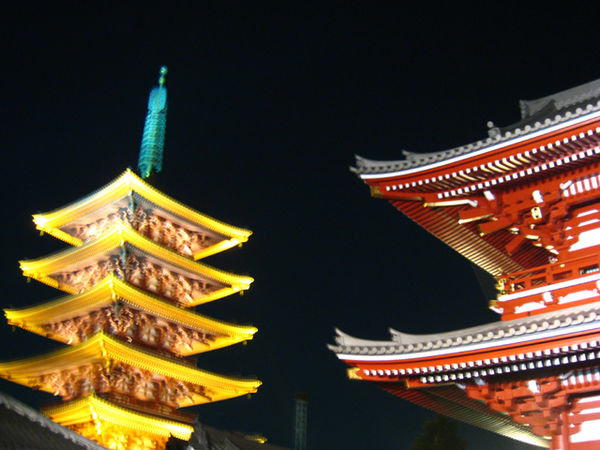 Pagoda and Shrine at night