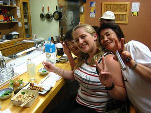 Kate and our 'Japanese Mum' at the random bar we found