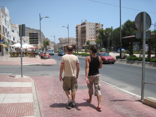 Jesus and Mario walking in Almeria