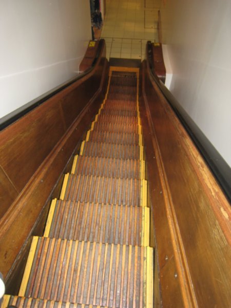 Old wooden escalators in Macy's
