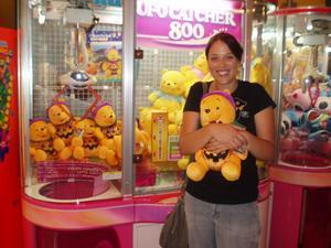 Matt, Amy and I went bowling and after, we very fairly won this Pooh from one of those dumb machines!