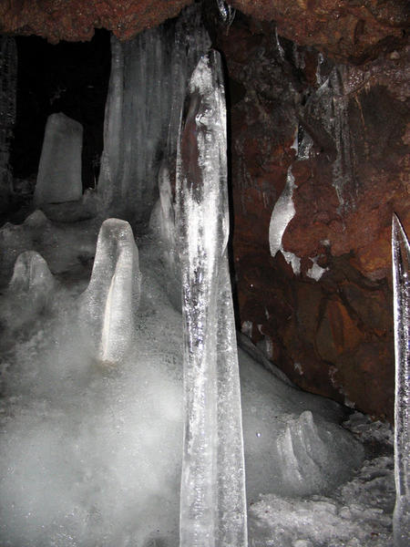 Stalagmites of ice