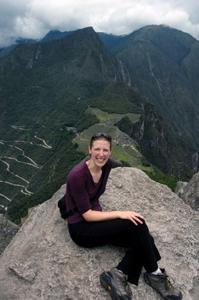 Lisa high above Machu Picchu