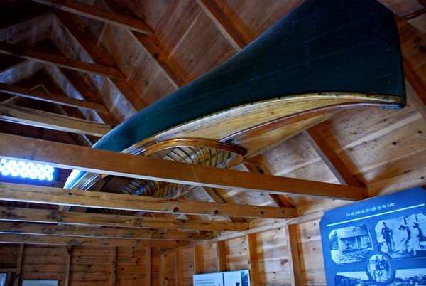 King's canoe in boathouse