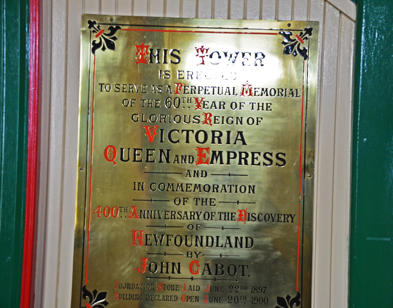Cabot Tower plaque -- at 400 year anniversary
