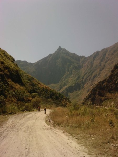 Hiking through the valley to Machu Picchu
