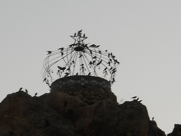rock, crown, birds