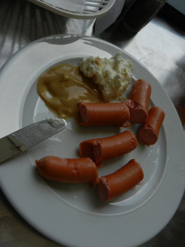 sausage with mustard and horseraddish