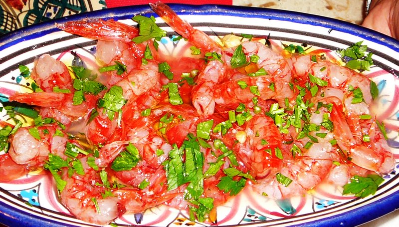 delicious raw red prawns 