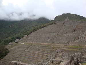 Terracing down the mountain on Machu Picchu