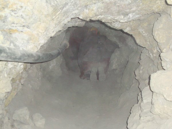 Emer in the narrow mine tunnels